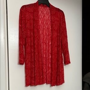 Red Open-Front Women's Cardigan Jacket